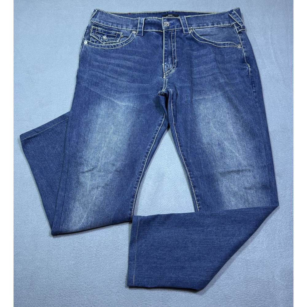 True Religion Jeans Mens 36x31 Ricky Straight Leg Tapered USA Y2K Streetwear